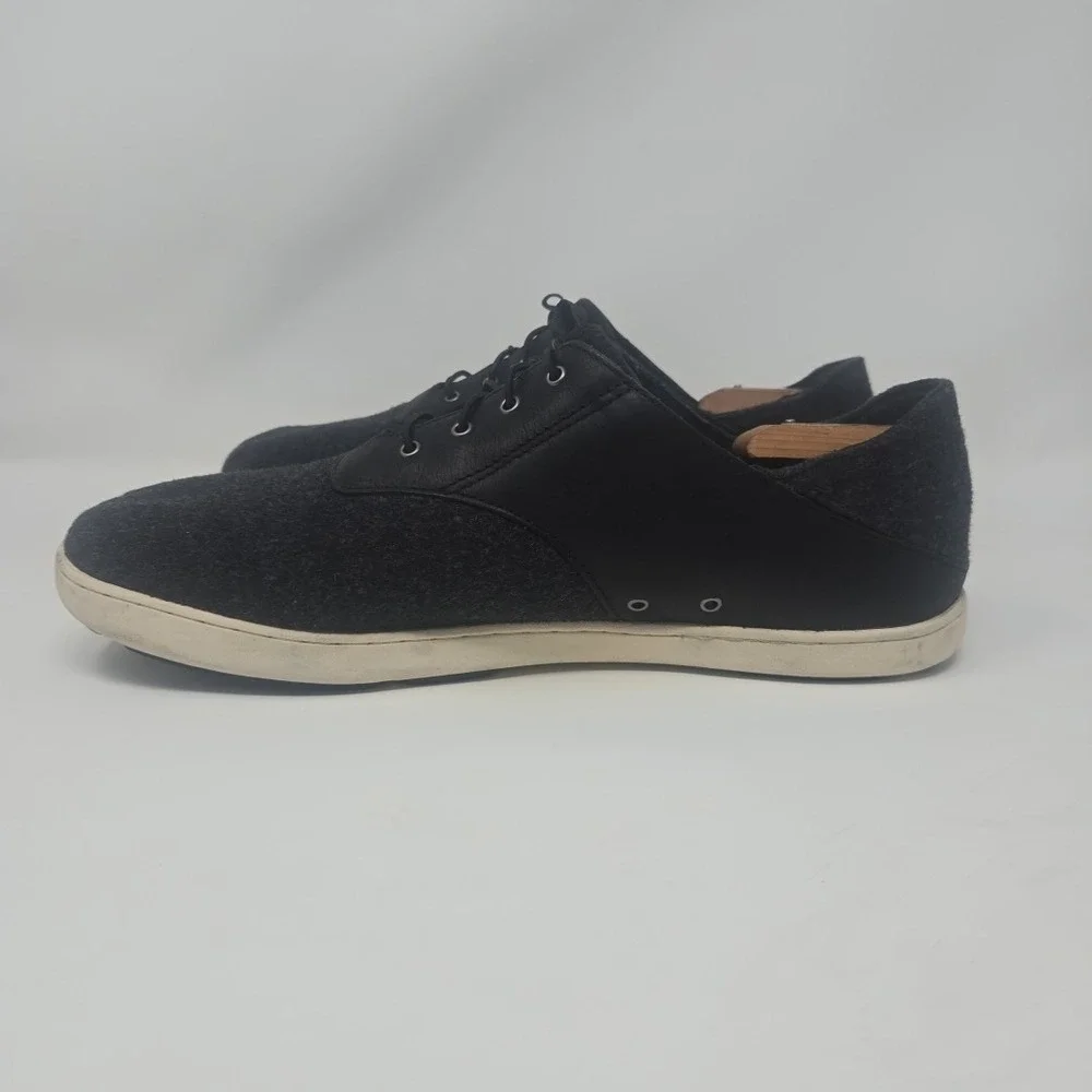 OluKai Nohea Moku Hulu‎ Boat Shoes Mens Size 11 Wool Charcoal Slip On Comfort